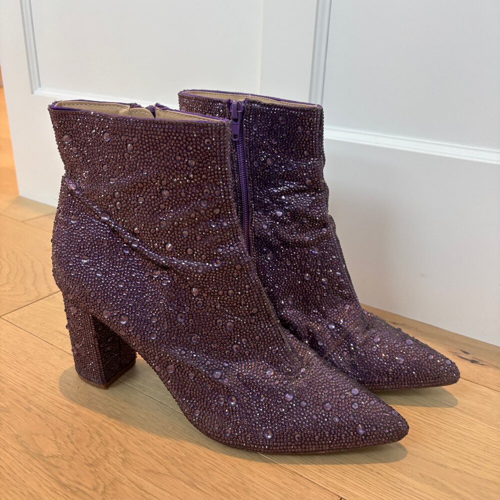 Betsey Johnson Purple Rhinestone Booties - Women's 9.5